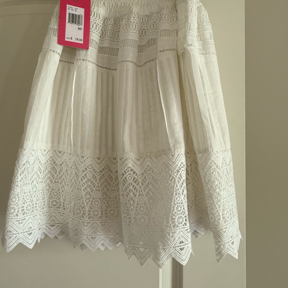 Chelsea & Violet Cream Bubble Mini Skirt with Pleated Tiers